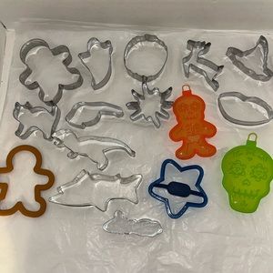 Cookie cutters lot of 16 different kinds of cutters shapes and sizes